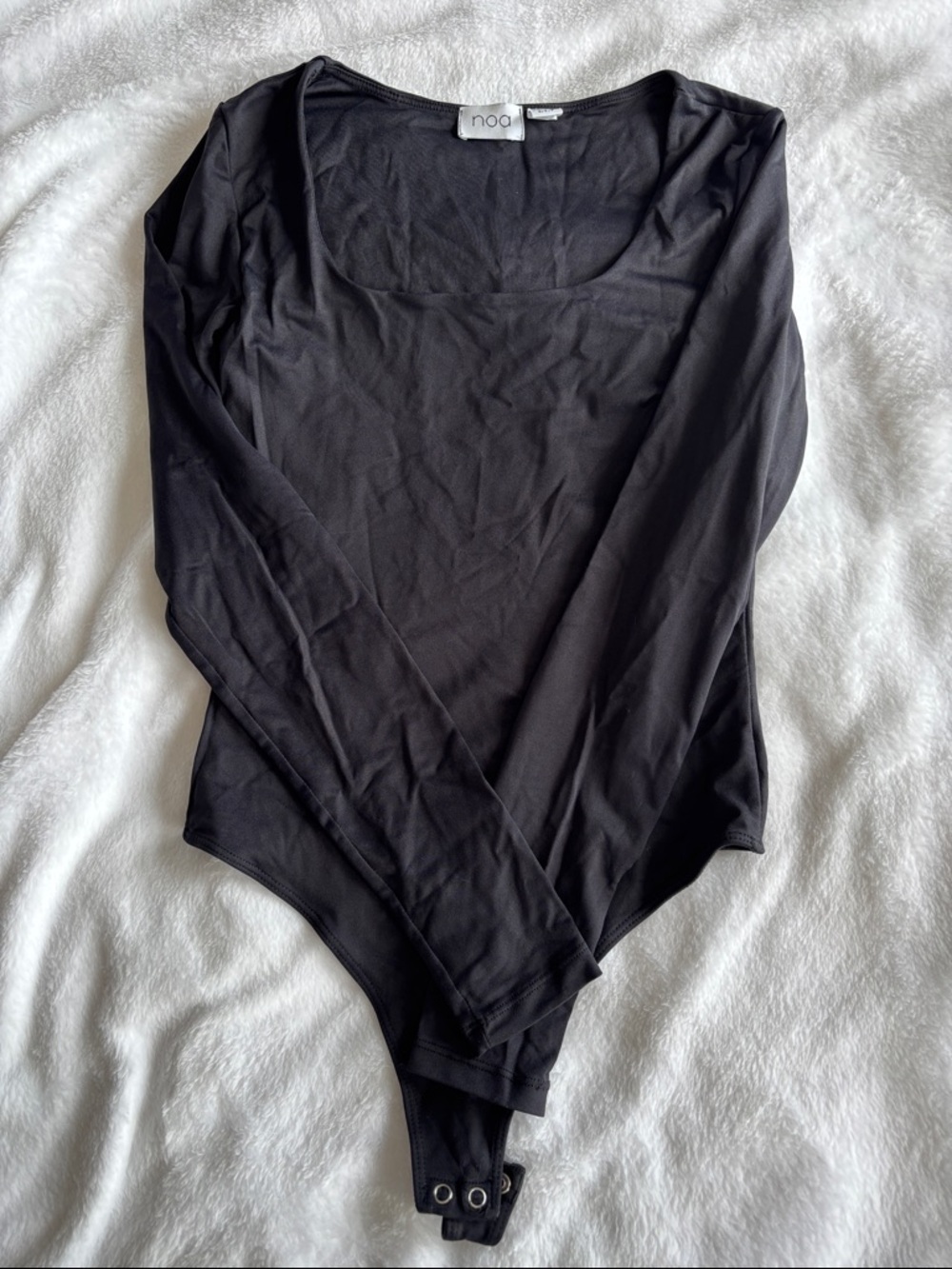 Noa Black Long-Sleeve Scoop Neck Bodysuit